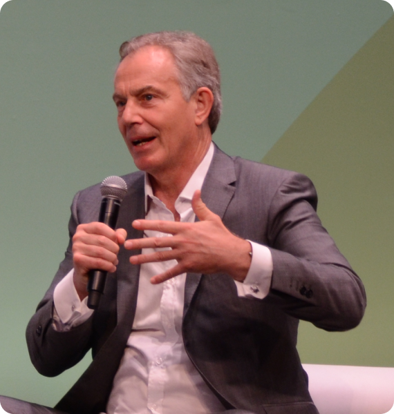 Blair: Tony Blair speaks at a multilingual event in Cartagena, Colombia, where there is simultaneous interpretation into Spanish